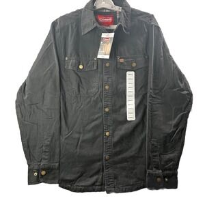 Coleman Fleece Shirt Black Mens Small Lined Jacket Lined Button‎ Up Snap Casual